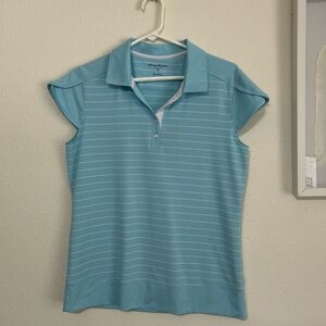 Women's Blue Striped Button Down Shirt